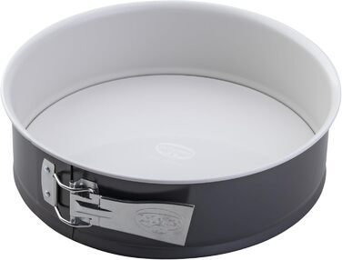 Dr. Oetker Springform Ø 26 cm EXCLUSIVE, cake pan with scratch-resistant flat base with enamel sealing, round cake pan with ring made of steel sheet (Color: Gray-Brown/Crème)