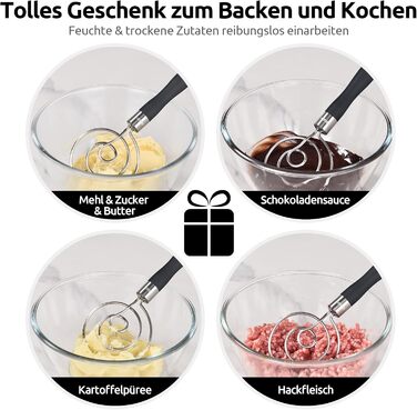 Міксер для тіста U-Taste: ручний вінчик для випічки з нержавіючої сталі 18/8, 32 см, чорний