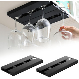 Кріплення для келихів вина, 2 шт., самоклеючі, без свердління, для кухні, бару, ресторану, готелю (чорний)