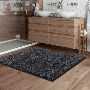 Килимок для дому та ванної кімнати SHACOS, 80x120 см, чорно-сірий, швидковисихаючий, з антиковзаючою основою