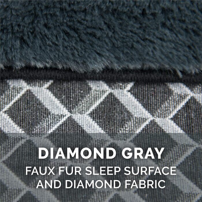 Крісло-ліжко для собак Furhaven з подушкою, великих порід, зйомні валики для шиї та знімний чохол, плюшеве та тканинне оздоблення, зручне диван, сірий діамант, Jumbo/XL. Зручне ліжко для собак - плюш та тканина, сірий діамант jumbo