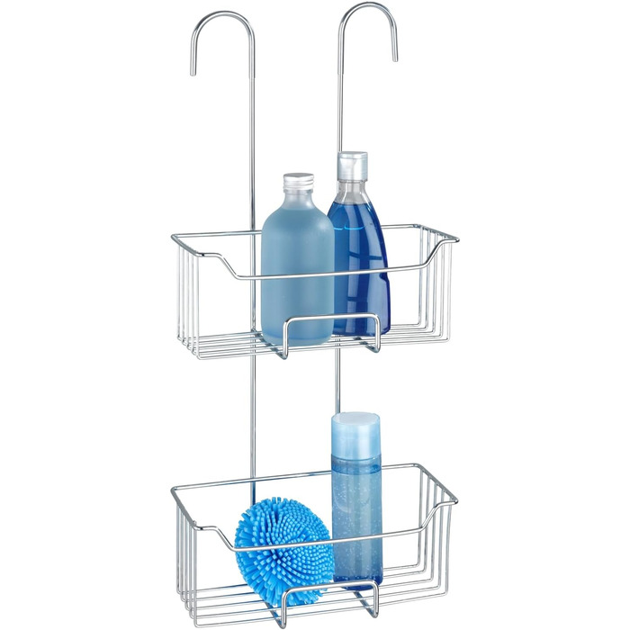 WENKO Thermostat Shower Caddy Model Milo, 2 Tiers, Shower Shelf for Hanging on the Faucet, Stainless Steel (Rust-Proof) Shelf, 25 x 55 x 14 cm, Glossy