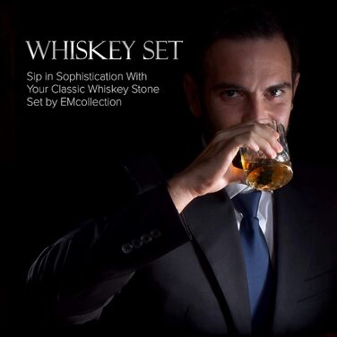 Набір для віскі: 8 гранітних охолоджувачів, 2 кришталеві келихи для бурбона та дерев'яна коробка. Ідеальний подарунок для чоловіків, батька, чоловіка, друга, начальника