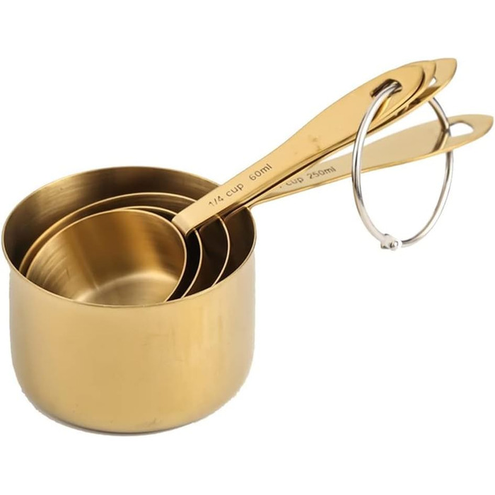 FBHappiness 4-Piece Measuring Cup Set, Stainless Steel Measuring Cups, Baking Tool, Kitchen Accessories (Color: B, Size: as shown)