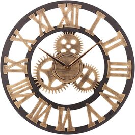 ACCSHINE Large Wall Clock No Ticking Noise Silent Roman Numeral Quartz Battery Operated Wall Clock Easy to Read for Living Room Kitchen Bedroom Office School (Gold, 58cm)