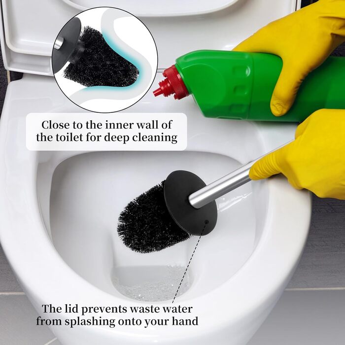 Набір для чищення унітазу Exleco з щіткою та змінною щіткою, золотий, для ванної кімнати