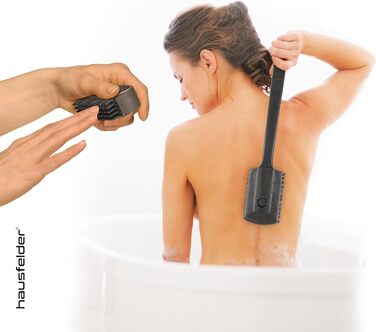 Набір ручних щіток Hausfelder для душу: жорсткі, для нігтів та спини, з ручкою, чорний антрацит, матовий