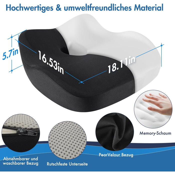Подушка для сидіння з піни Memory Foam SKYNY: ергономічна, для офісного та геймерського крісла