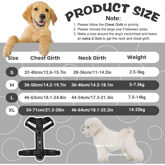 Нашийник для собак LiebeDD чорний XL - комфортний, з ручкою, анти-тяга, для собак середніх розмірів