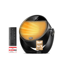 Керамічний обігрівач Dreo 1500W: енергоощадний компактний тепловентилятор з дистанційним керуванням, термостатом та таймером, чорний