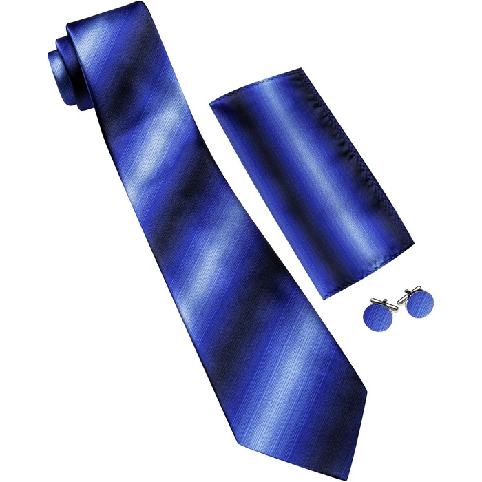 Комплект краваток Barry.Wang: краватка, кишеньковий хустинка та запонки (святковий, для весілля) - блакитний та темно-блакитний