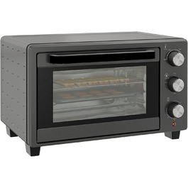 Міні-піч HOMCOM 21 л, 1400 Вт, 100-230°C, таймер, противень, решітка-гриль, вікно, піч для піци, кремово-білий (сірий)