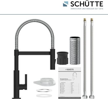 Кухонний змішувач SCHÜTTE 79147 MIAMI з висувною насадкою, поворотним гусаком 360° та Soft Touch, для раковини (хром/чорний)