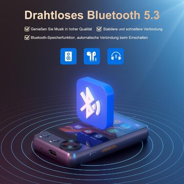 MP3-плеєр 128GB з Bluetooth 5.3, 2.4