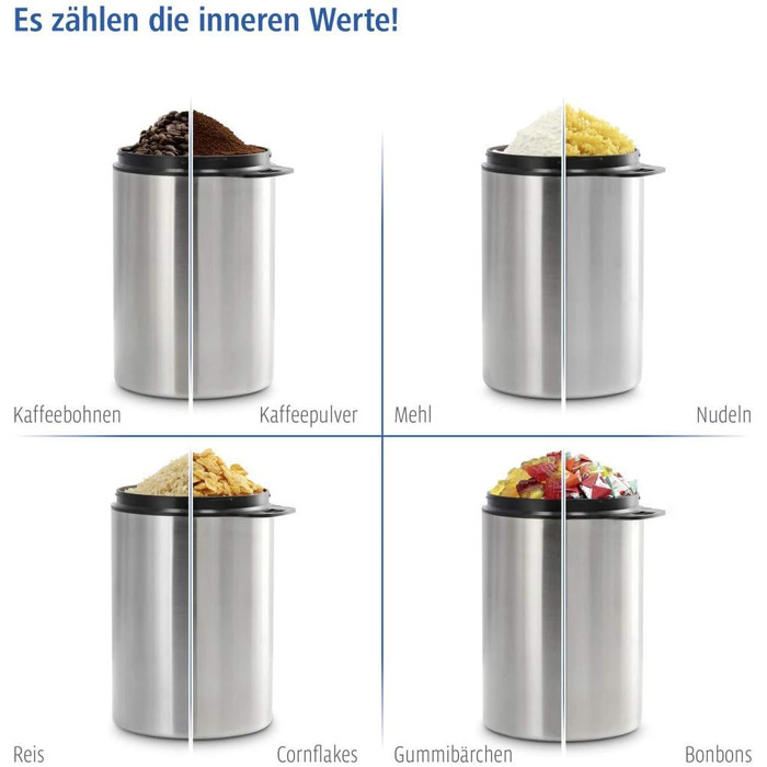 Контейнер для кави Xavax на 1 кг (з ложкою, з нержавіючої сталі, герметичний) срібний, One Size