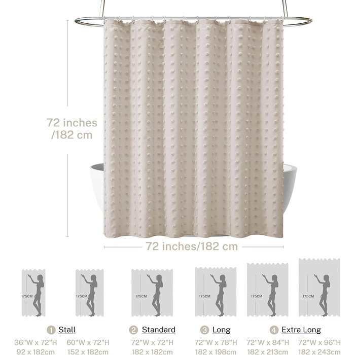 Штора для ванної кімнати в стилі бохо, довга, сільський дім, тканинна, натуральних кольорів, 183 x 213 см, з килимком, плісе, квіткові візерунки, текстурована, сучасна, мінімалістична, комплект з гачками для ванної кімнати, натуральний