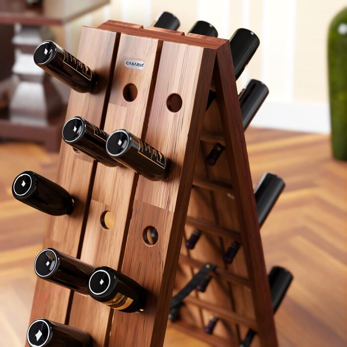 Casaria® Wine Rack for 36 Bottles, 87x 55x 39cm, Acacia Wood, Freestanding, Folding, Cellar, Kitchen, Living Room, Bar, Wine Stand, Wine Holder, Bottle Rack, Shelf, Rustic