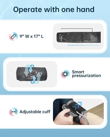 Тонометр на плече BP Blutdruckmessgerät: цифровий тонометр з регульованою великою манжетою 22-42 см, HOLFENRY тонометр на зап'ястя для дорослих та літніх людей