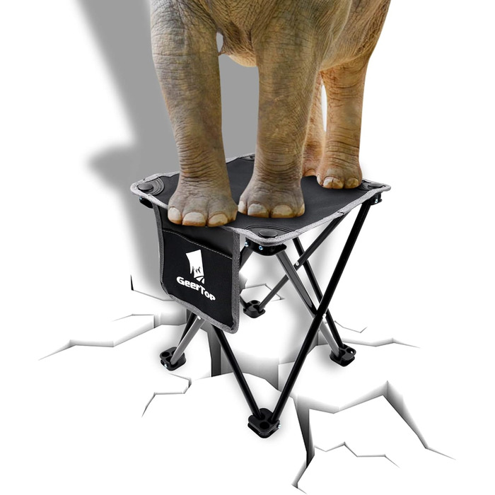 Легкий складаний стільчик для кемпінгу GEERTOP: компактний, портативний, для риболовлі, відпочинку на природі, саду, пляжу (чорний)
