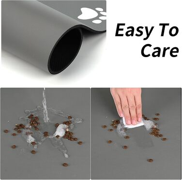 Підкладка під миску для собак та котів, сіра, 43x80 см - швидковисихаюча, неслизька