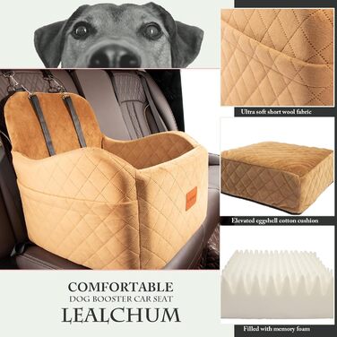 Автокрісло для собак - переноска для маленьких собак, з піднятим сидінням, знімний та миючий чохол, з кишенями для зберігання (Кофе, M)