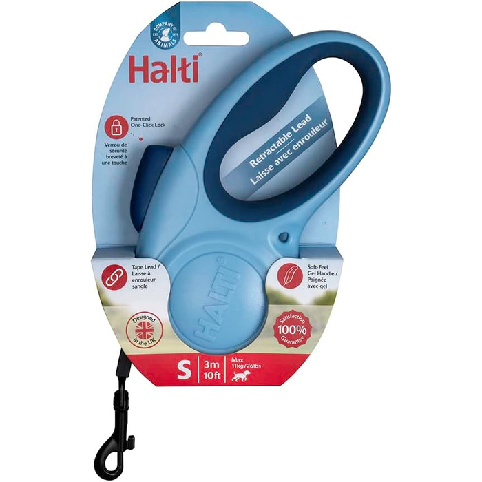 Шлейка для собак HATI Roeine з світловідбиваючим матеріалом, ергономічним дизайном та запатентованою застібкою. Підходить для великих собак (розмір ), блакитна, S