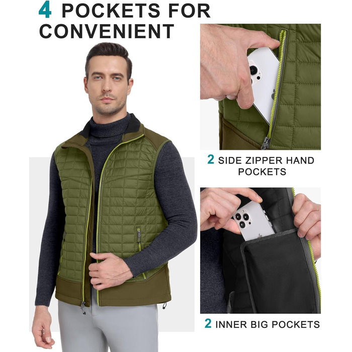 Little Donkey Andy Легка пухова жилетка для чоловіків. Тепла безрукавка для активного відпочинку, туризму, бігу (S, Оливковий)