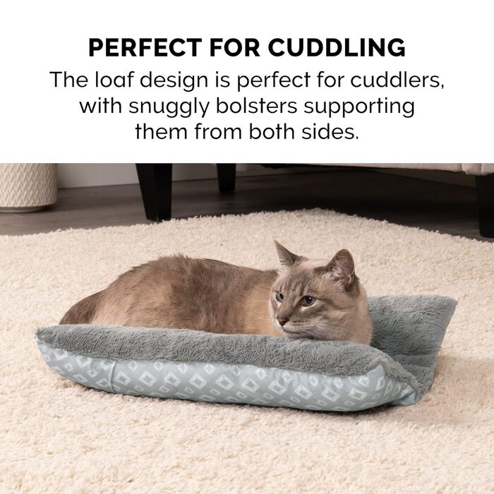 Лягу для собак Furhaven: велике, середнє, мале, для будки, дивана, крісла. Сірий ковдровий лежак з візерунком ромбічної форми, 46x41x7 см