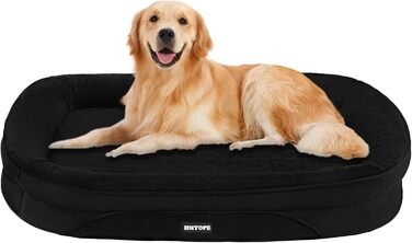 Ортопедичне ліжко для собак, ліжко-софа для собак, подушка з валиком по периметру, неслизьке дно, кошик для собак, знімне та пральне, для собак середніх та великих порід, 106 x 79 x 17 см, чорний