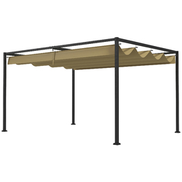 Outsunny 4x3m Garden Pergola, Steel Canopy, Adjustable Roof Gazebo, Freestanding, Sun Protection for Terrace and Garden, Khaki | Aosom