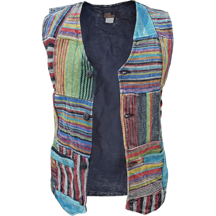 Чоловіча жилетка Gheri Patchwork смугаста бохо з ґудзиками, випрана камінням, розмір L