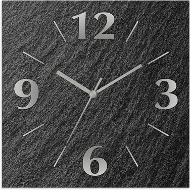 ARTLAND Wall Decor Wall Clock without Ticking Sounds Aluminum Quartz Clock 30x30 cm Square Silent Analog Quartz Clock, 4 Numbers 30x30 cm Slate Look U1RE