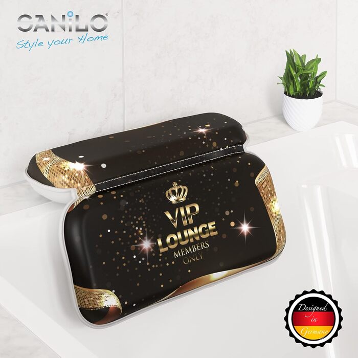 Подушка для ванни Sanilo з малюнком Vip-lounge, зручна м'яка подушка для шиї з потужними присосками, прана