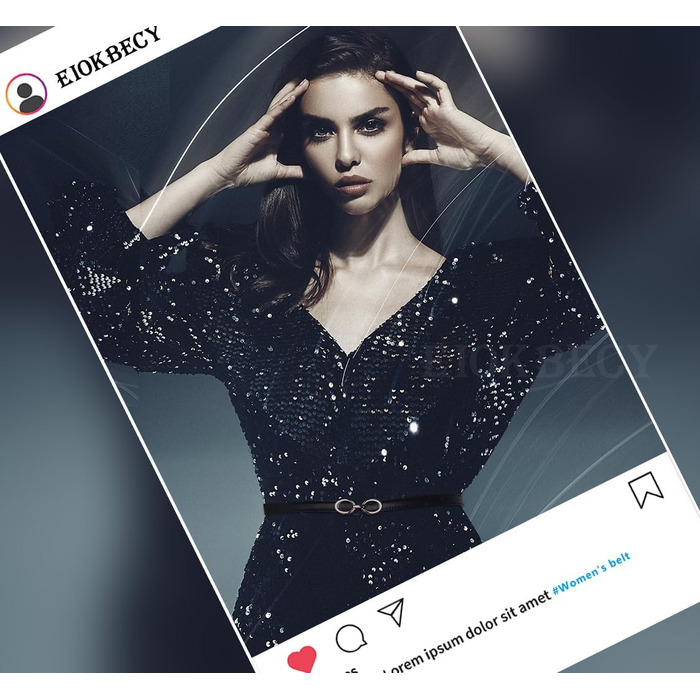 2 жіночі шкіряні ремені Skinny: тонкий, витончений, з золотою пряжкою для суконь та пальто (чорний+білий)