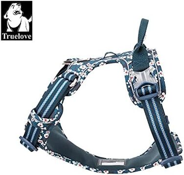 Шлейка для собак WINHYEPET Truelove No-Pull, бавовняна, дихаюча, світловідбиваюча, регульована, для маленьких та середніх собак і котів, TLH5655 (XS, Саксонія Блакитний)