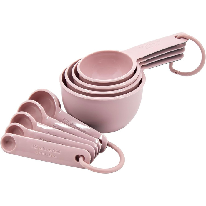 KitchenAid Universal Measuring Cup and Spoon Set with Soft Grip for Maximum Control | Hanging Hole and Nesting for Easy Storage | Dishwasher Safe | 9-Piece
