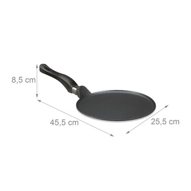Relaxdays Crepe Pan, Aluminum Casting, Black, 25 cm