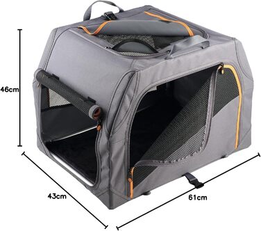 Складана переносна переносна собача будка HUNTER з алюмінієвим каркасом, сірого/помаранчевого кольору, S, 61 x 43 x 46 см