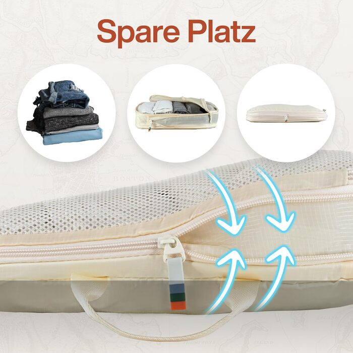 Набір кубиків для пакування TRAVEL DUDE з компресією з перероблених пластикових пляшок (7 шт., пісочно-бежевий)