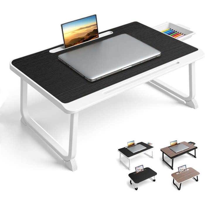 Стіл-підставка для ноутбука Bett: стіл для роботи в ліжку, для дому та офісу (60x40, чорний)