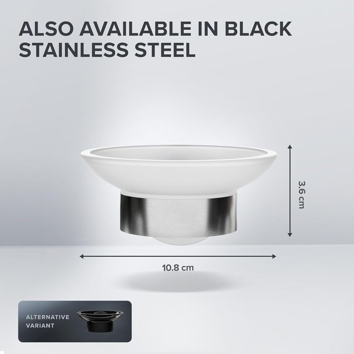 Настінна мильниця з нержавіючої сталі з підставкою та знімним скляним піддоном | для ванної кімнати та кухні