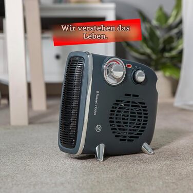 Тепловий вентилятор Russell Hobbs Retro RHRETHFH1001G, 1800 Вт, з термостатом та 2 режимами нагріву, сірий (до 20 м²)