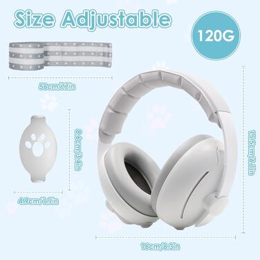 Навушники-затискачі для малюків 2-в-1, сірі. Захист від шуму, регульовані, для дітей до 48 місяців. Ідеально для повсякденного використання та заходів