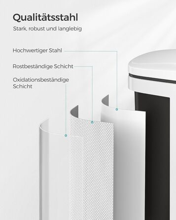 Відро для сміття SONGMICS 20 л з педаллю, м'яким закриттям, з внутрішнім відром, 15 мішків, металеве срібло