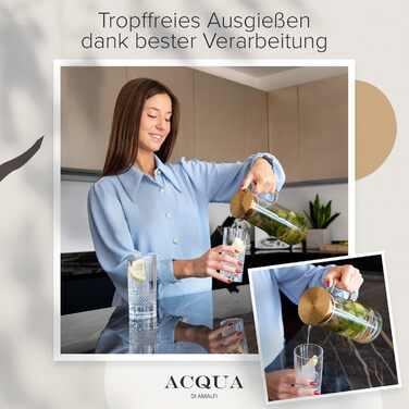 Glass Giraffe with Lid | Water Carafe 1.5 Liter | Glass Jug with Lid | Leak-proof & High Quality | Glass Carafe ideal for Lemonade, Water & Tea (GOLD/GOLD)