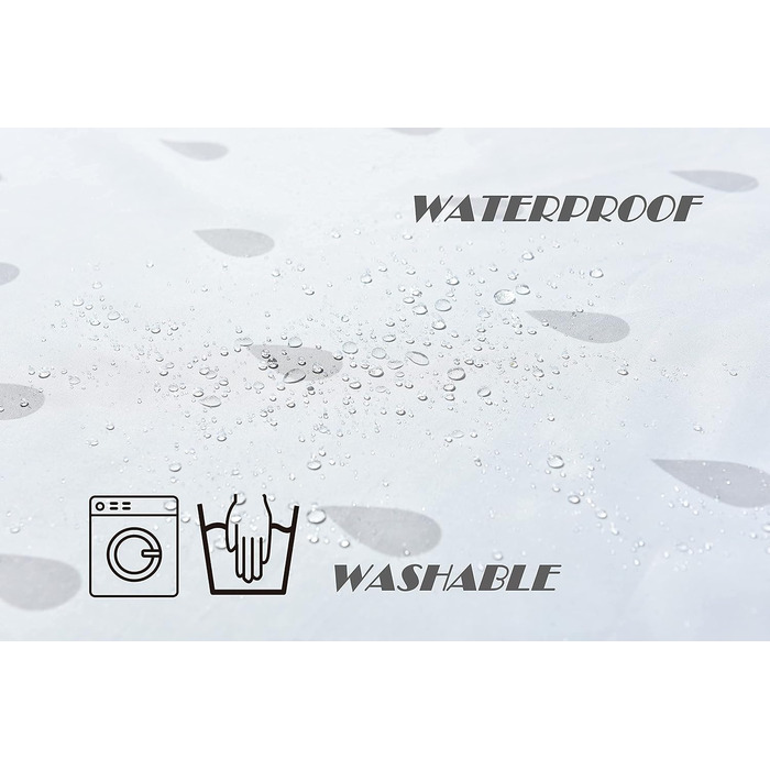 Штора для душу YOUNG DA текстильна біло-сіра з малюнком 