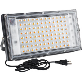 LED Floodlight 100W, Plug-in LED Floodlight, 2 Pieces 10000 Lumen LED Floodlight 3000K Warm White Outdoor Floodlight with IP65 Waterproof for Bright Garden Garage Sports Field (1 Piece)