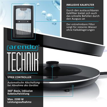 Набір чайник та тостер Arendo Kupferoptik: чайник 2200W, 1.7л, фільтр від накипу + тостер 2-шкісний з підігрівом для булок