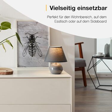 BRILLIANT Primo: стильна настільна лампа з тканинним абажуром - для спальні, вітальні та приліжкові столики - E14, з вимикачем, оранжева/темно-сіра