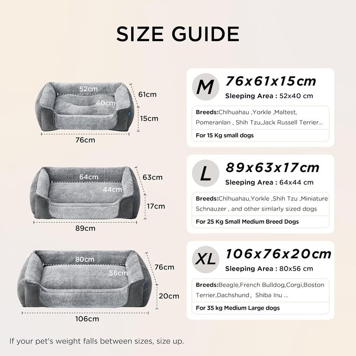 Ліжко для собак Bedsure великих порід – 89x63x17 см, зручне собаче ліжко з м'якою підстилкою, знімний та пральний чохол, антиковзаюча підкладка, сіре, L 89 x 63 x 17 см